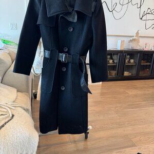 Mackage Wool and Leather Belted Coat